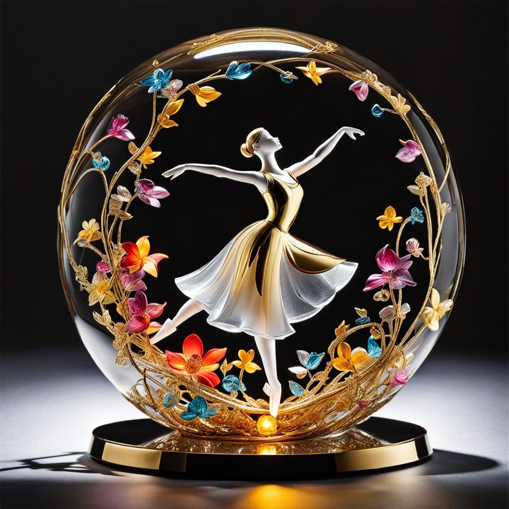 Ballerina in Glass Entanglement: Detailed Line Art