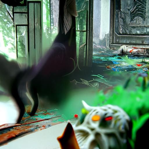 Terrifying Cat Horror in Detailed Matte Painting