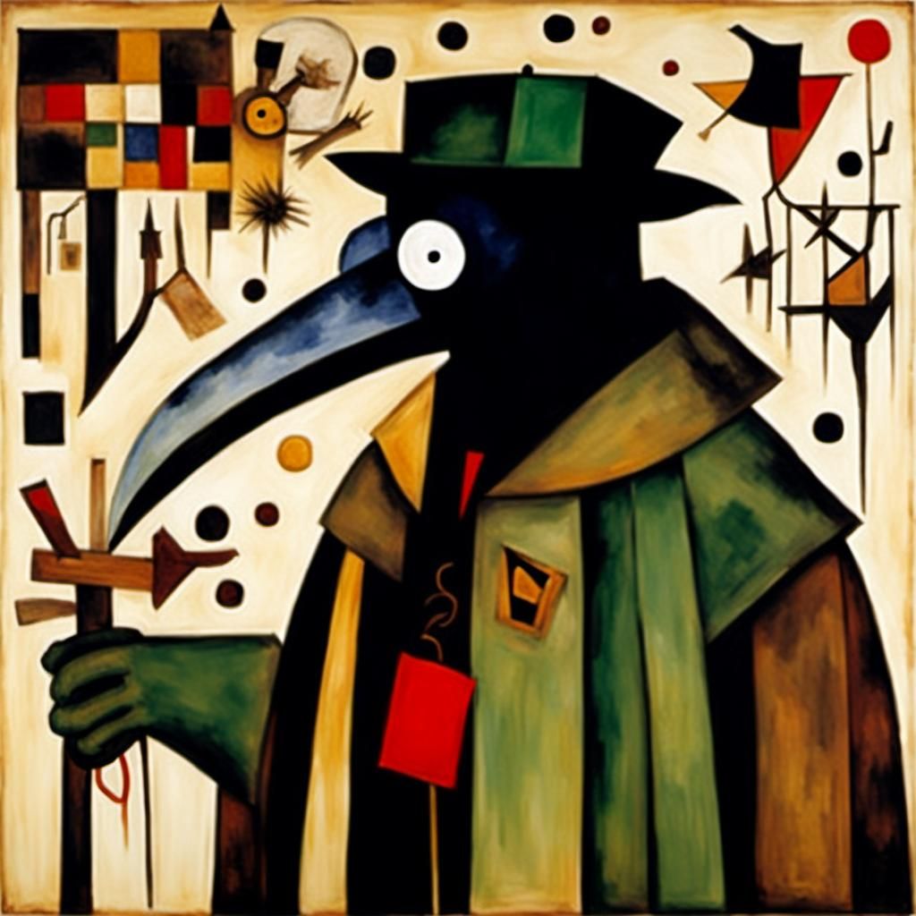 Surreal Plague Doctor in Expressionist Style