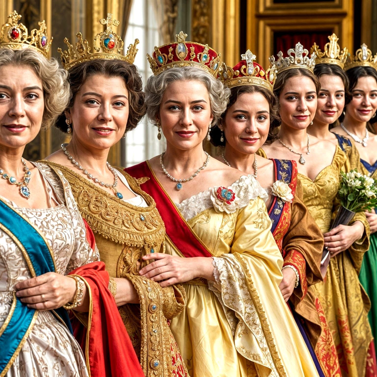 Historical Queens of England in Coronation Attire