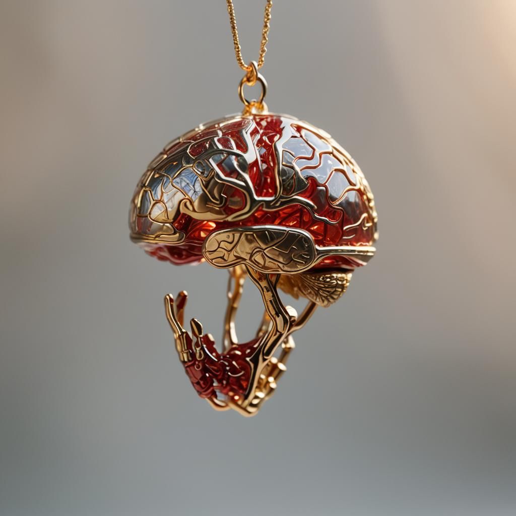 Glass Brain with Pendant in Golden Hour Lighting