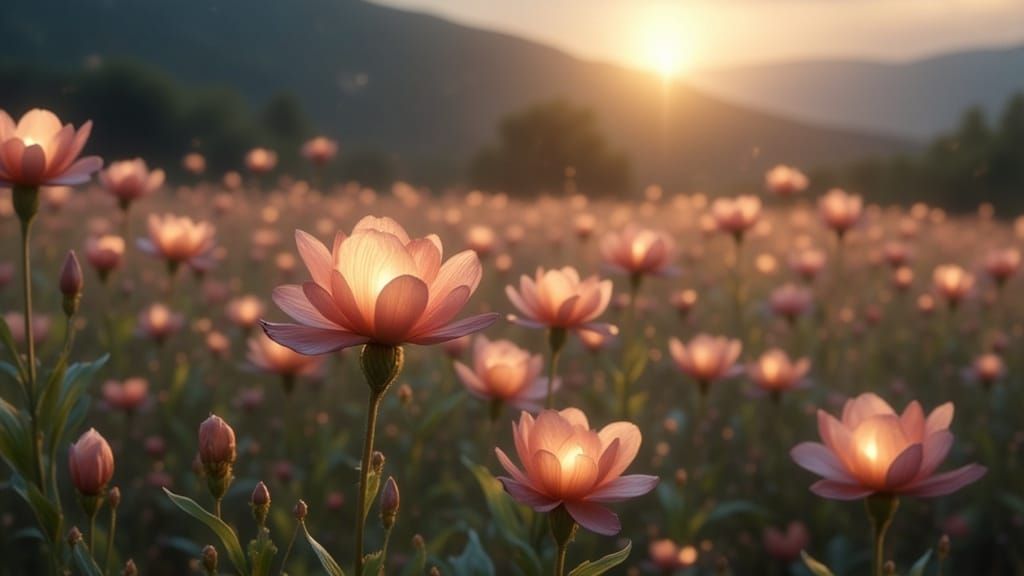 <lora:Minoucheries:1.0> heavenly field of glowing glass  flo...