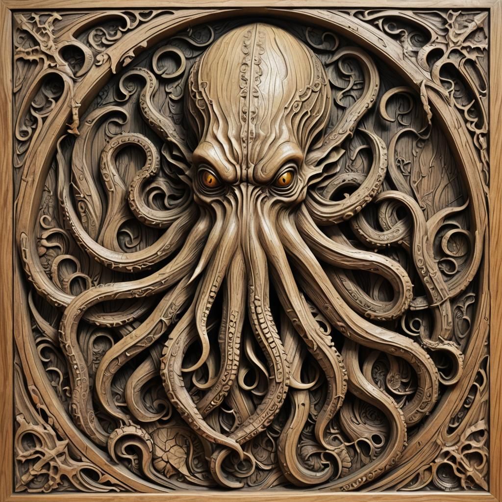 Cthulhu Hunting: Bas Relief Wood Carving