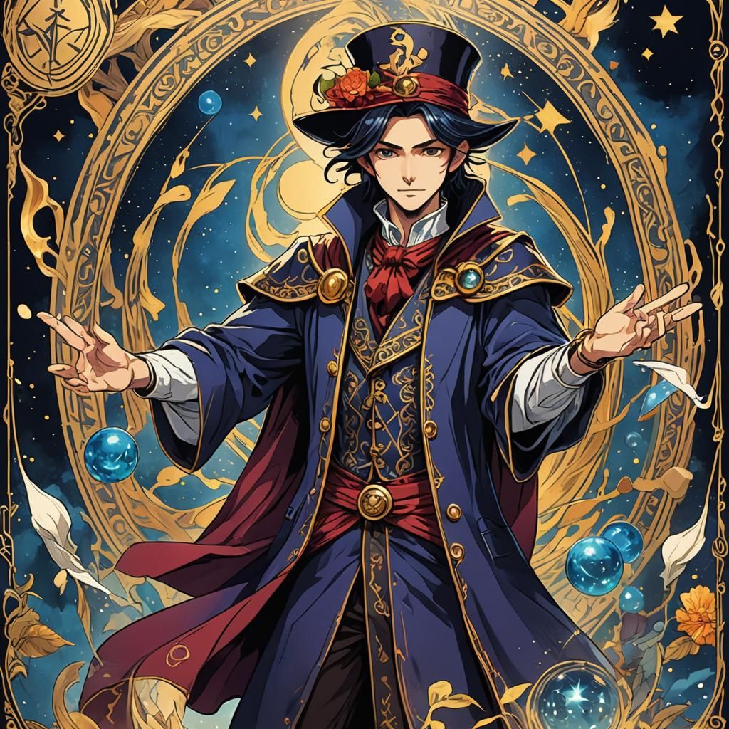 The Magician Tarot Card as Anime Art