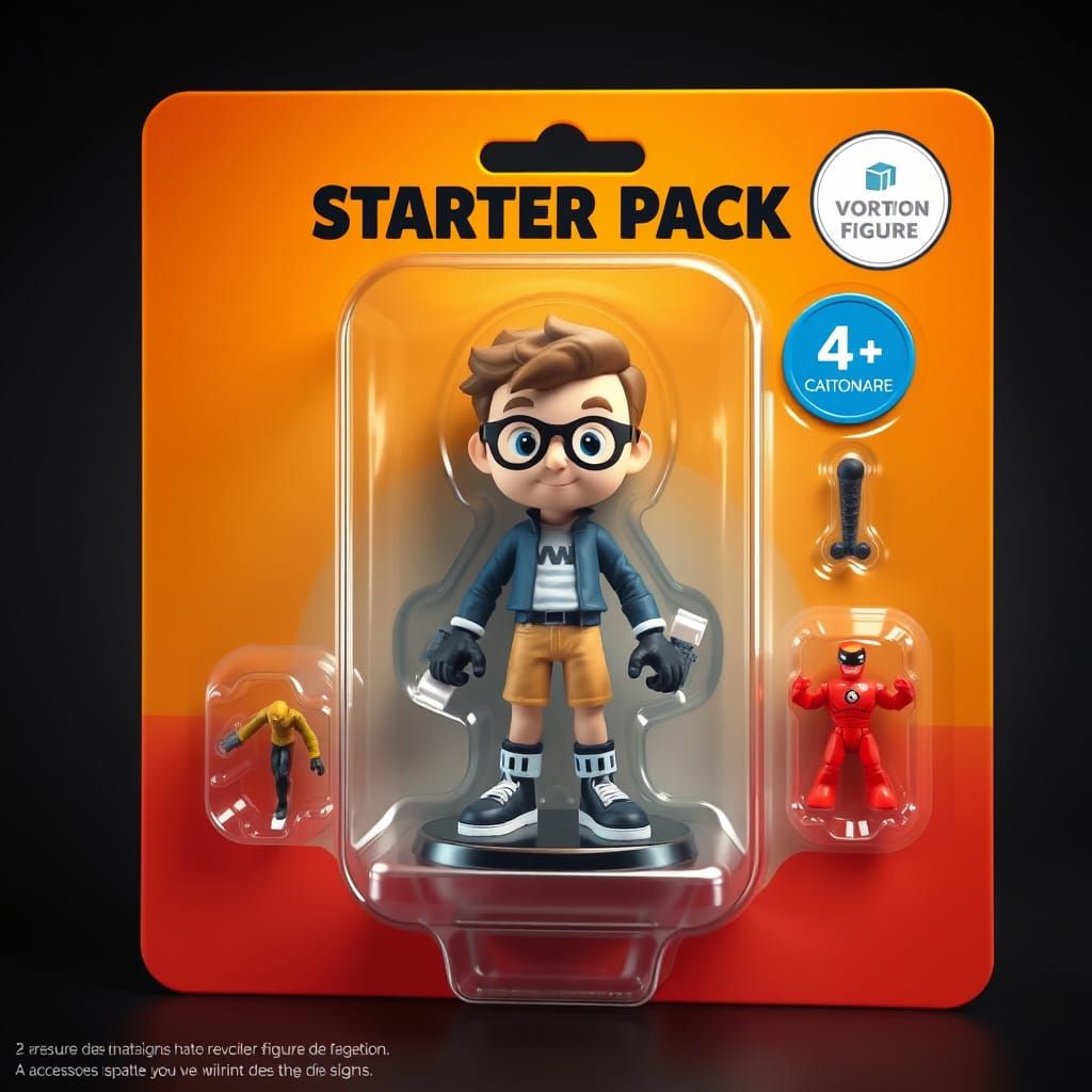 Colorful Cartoon Starter Pack with Action Figure