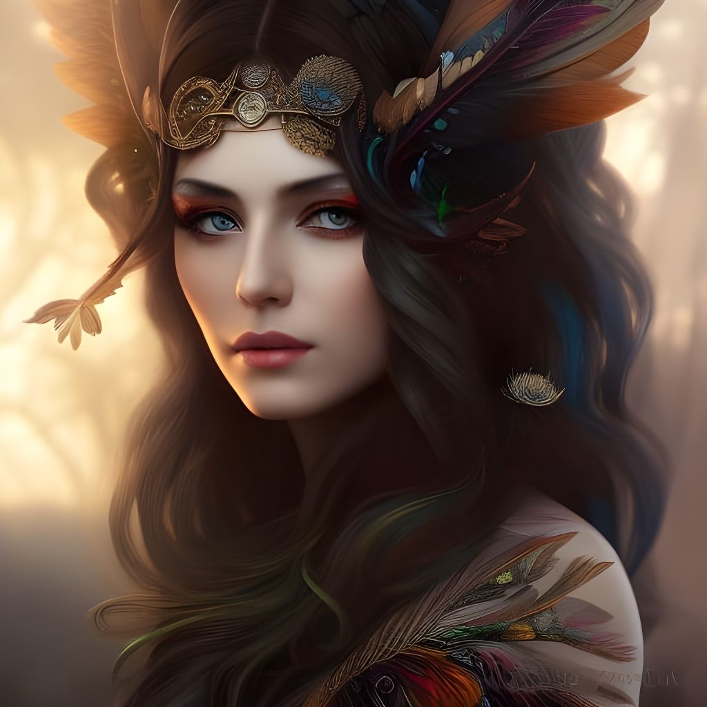 Detailed Fairy Woman with Black Wings