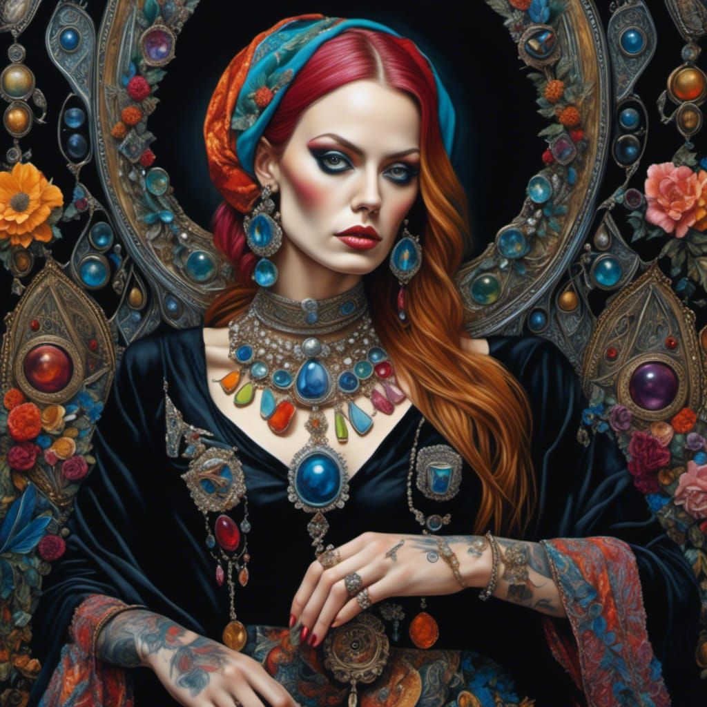 Hyperrealistic Portrait: Woman in Colorful Clothing