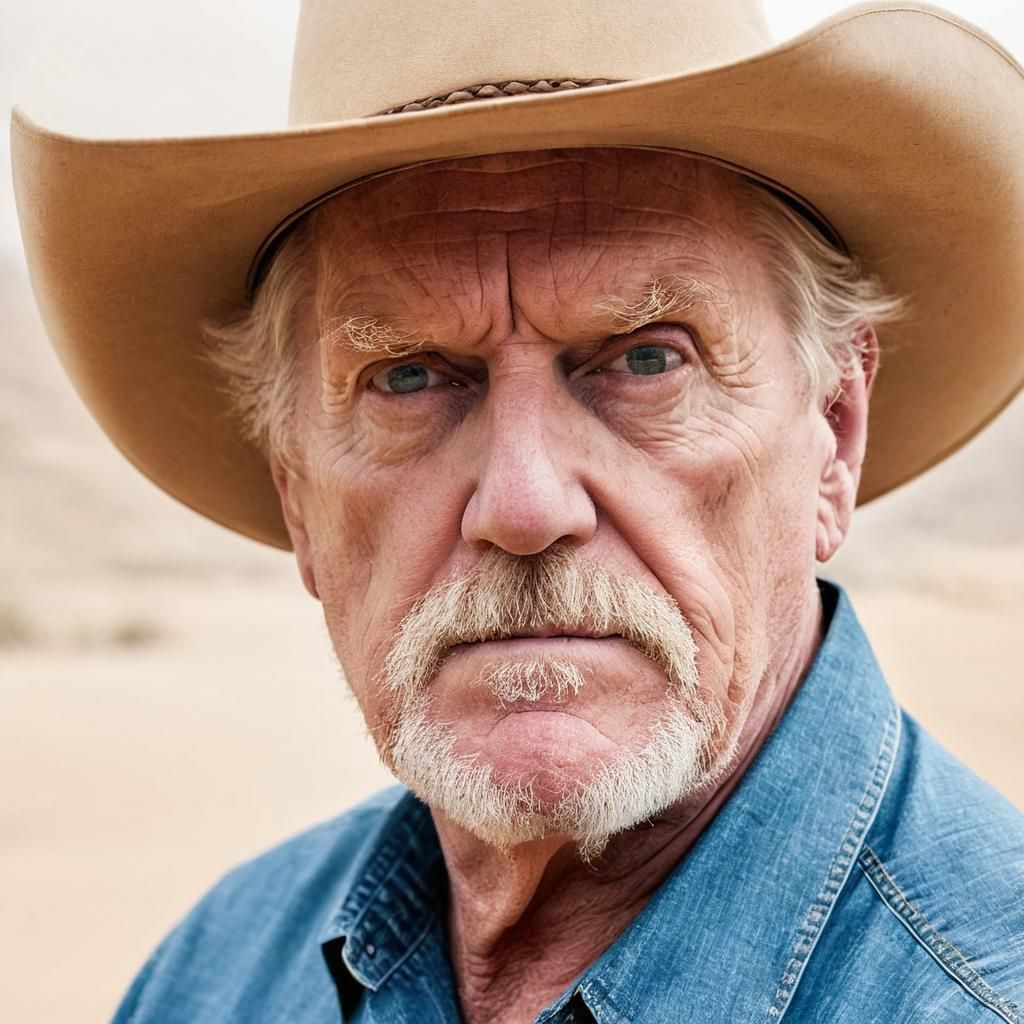 Determined Cowboy Portrait in Desert Sunlight