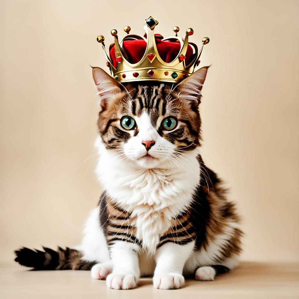 Cat with Crown: A Royal Feline Portrait