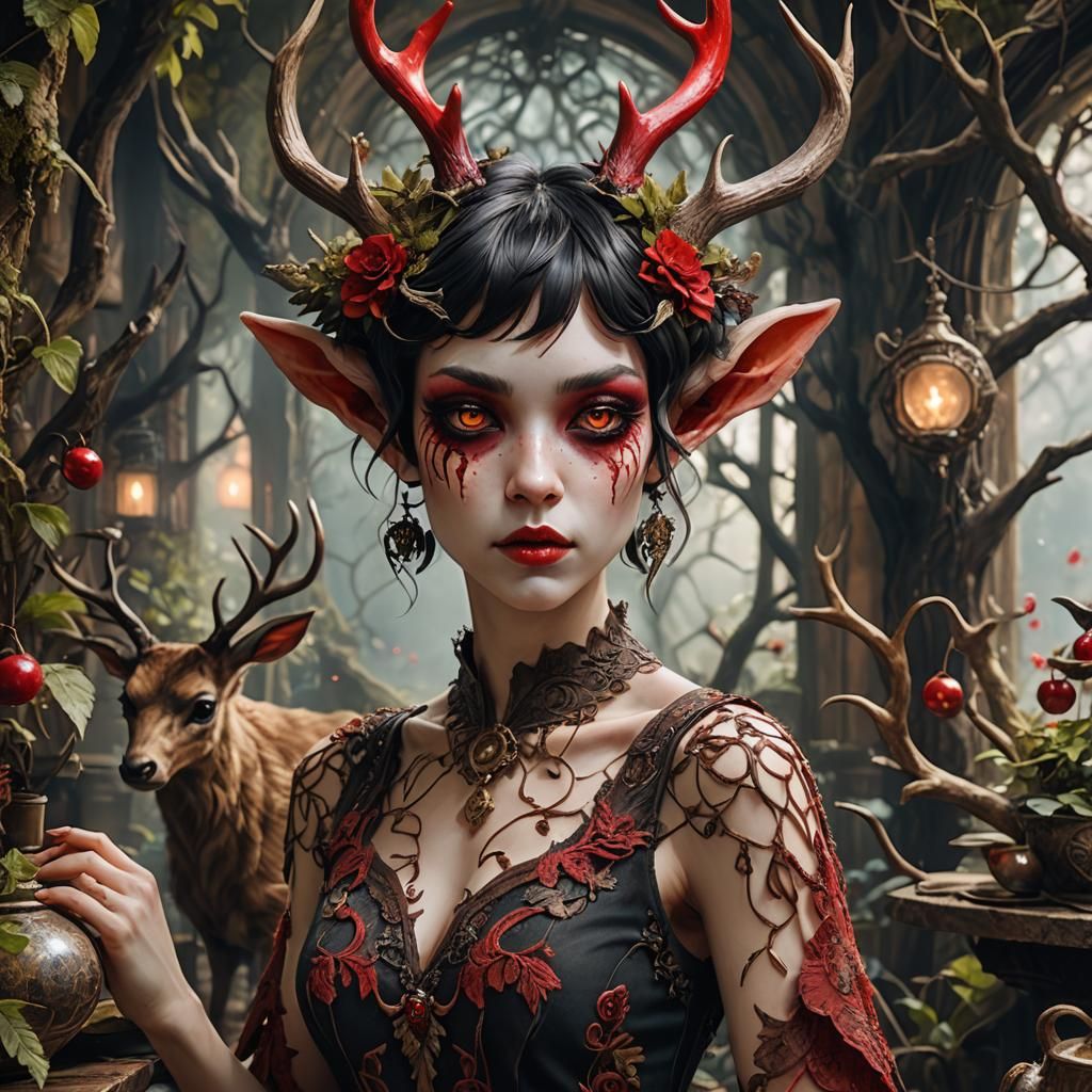 Psychedelic Fae Faun in Bohemian Tea Room