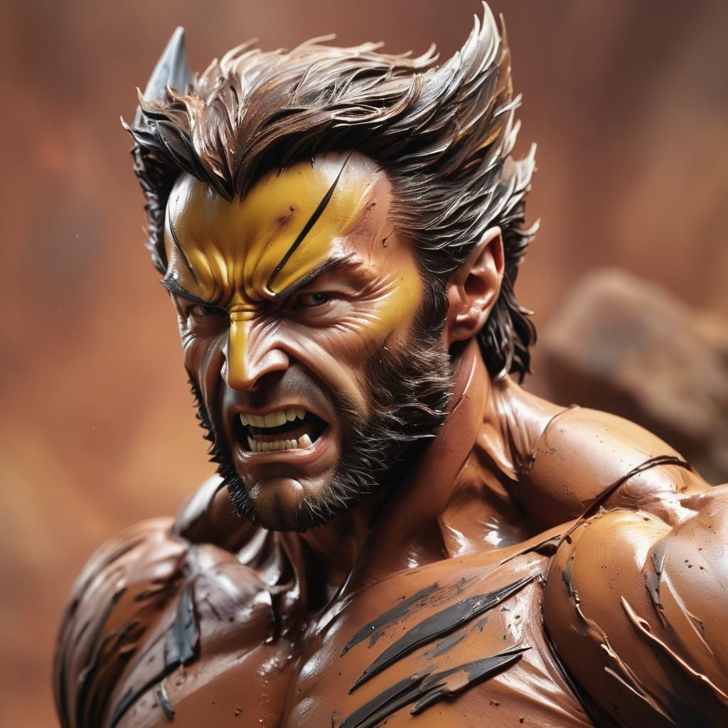 Hyperrealistic Clay Portrait of Wolverine