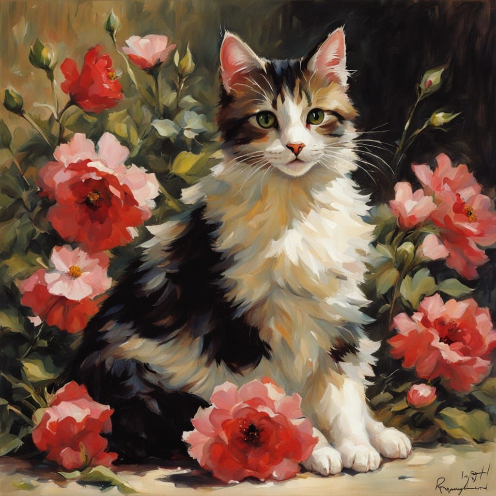 Whimsical Floral Scene in a Realistic Art Style