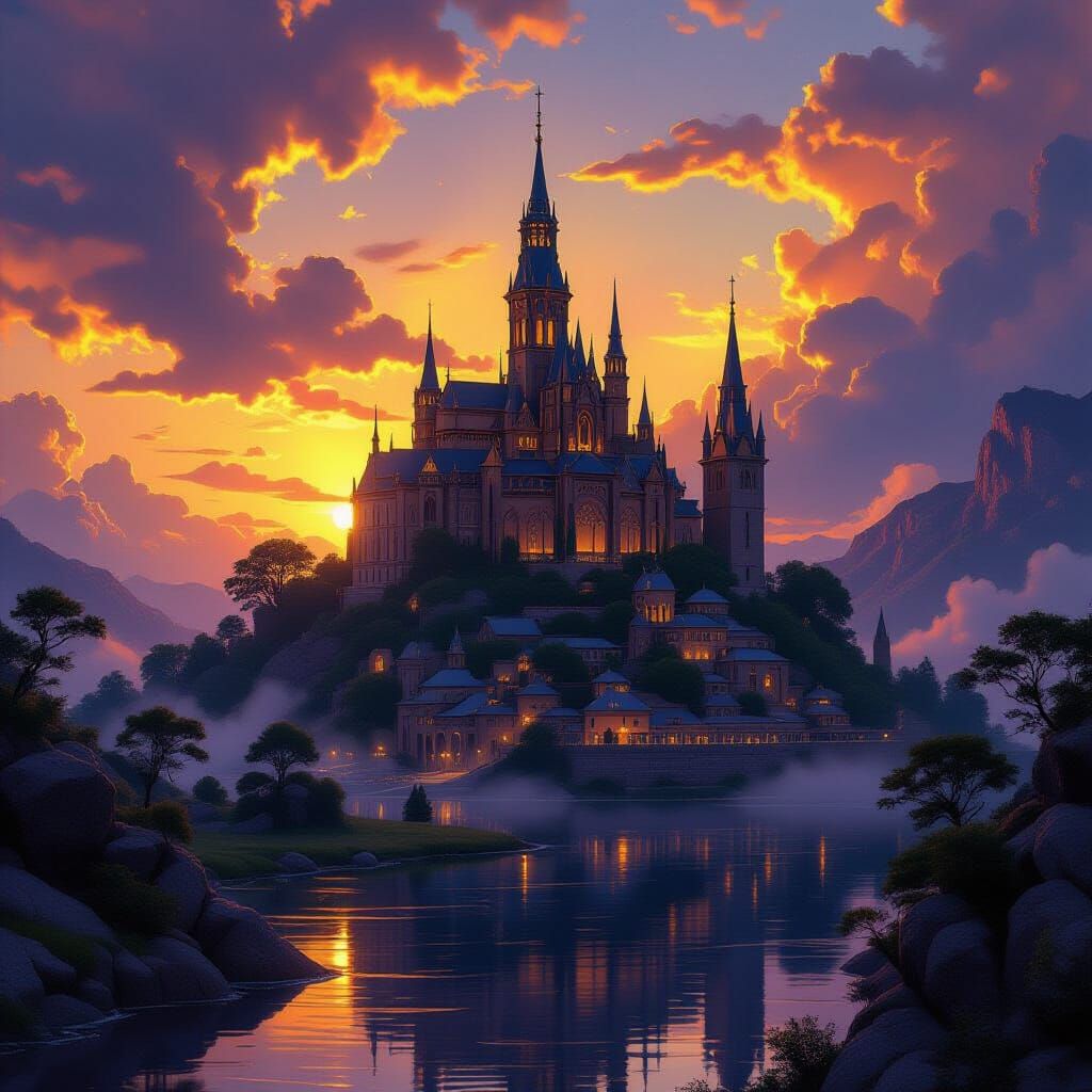 Dark Fantasy Academist Landscape with Dynamic Lighting