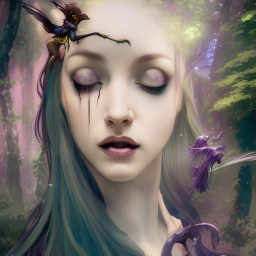 Gothic Fairy in Dark Fantasy Forest