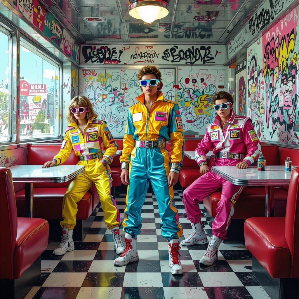 Teenagers Trapped in Temporal Anomaly, Retro-Futuristic Art