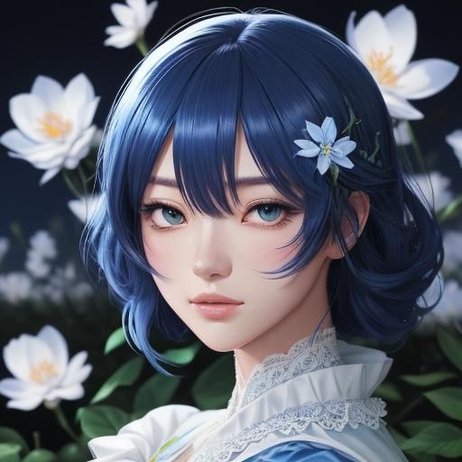 Moonlit Anime Garden in Studio Trigger Style