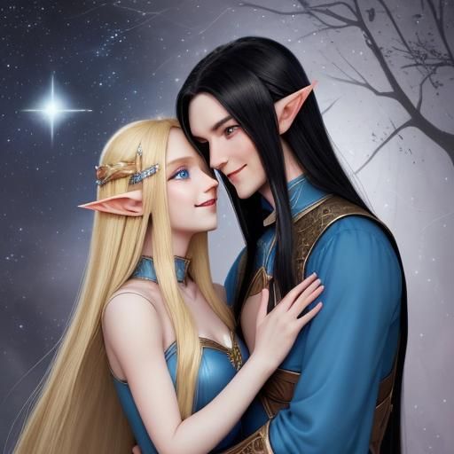 Elven Couple in Loving Embrace