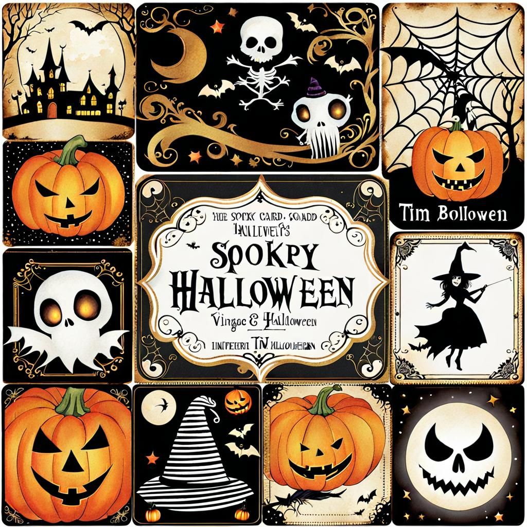 Vintage Halloween Ephemera in Whimsical Style