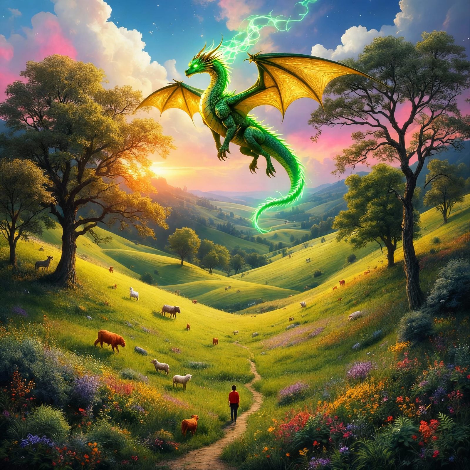 Boy Encounters Majestic Dragon of Immense Power