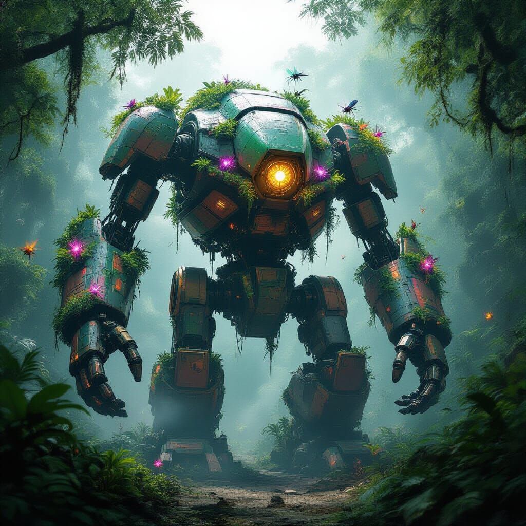 Ancient Automaton Reclaimed by Alien Jungle in Dark Fantasy ...