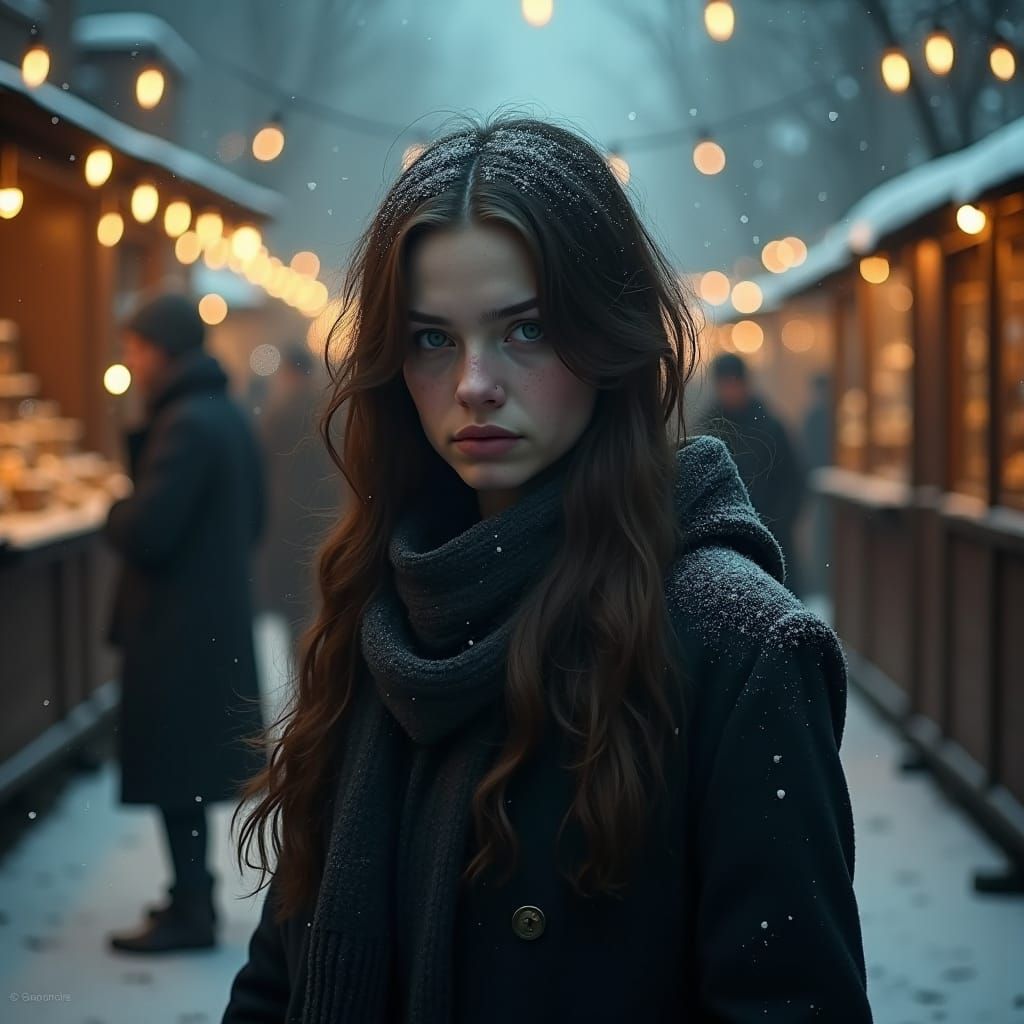 Mystical Christmas Market Portrait in Fantasy Art Style