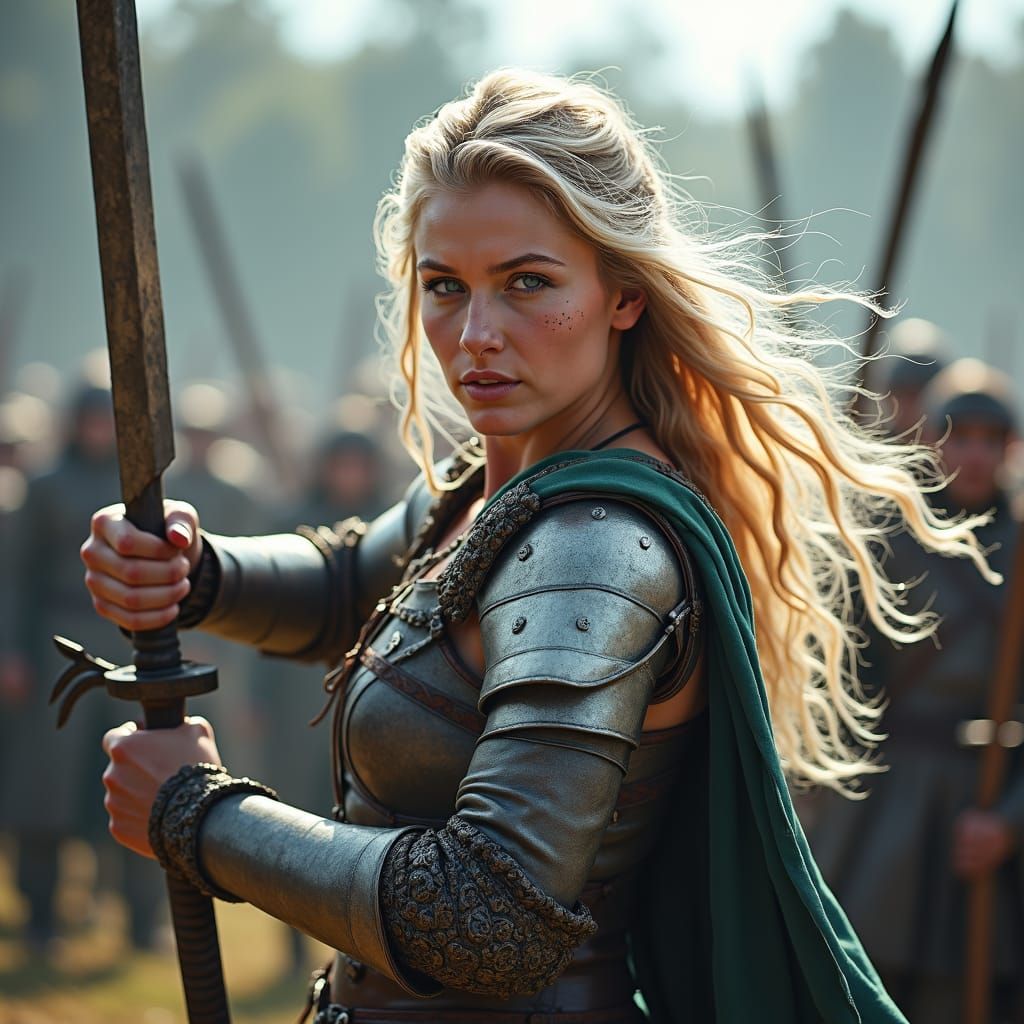 Viking Maiden Battles in a Fury of Steel and Storm