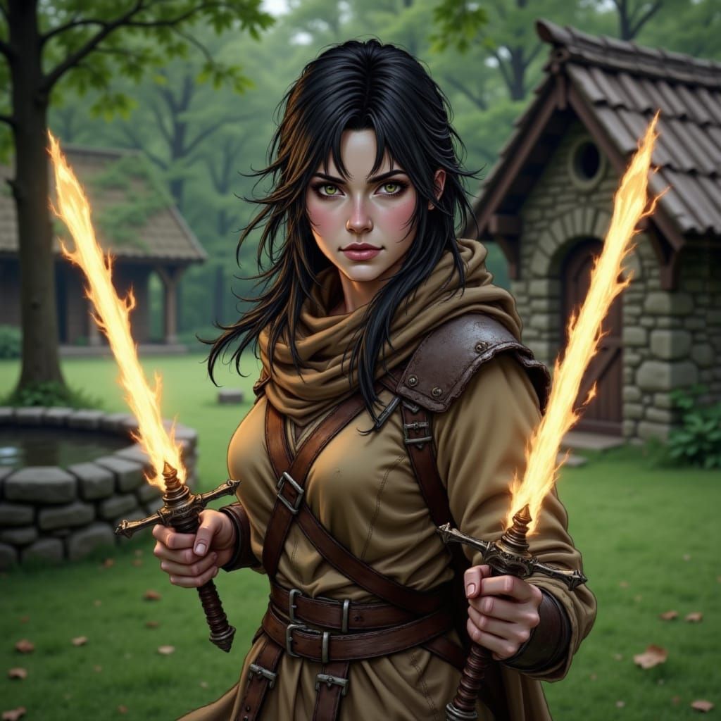 Dramatic Portrait of Vinneth with Glowing Swords