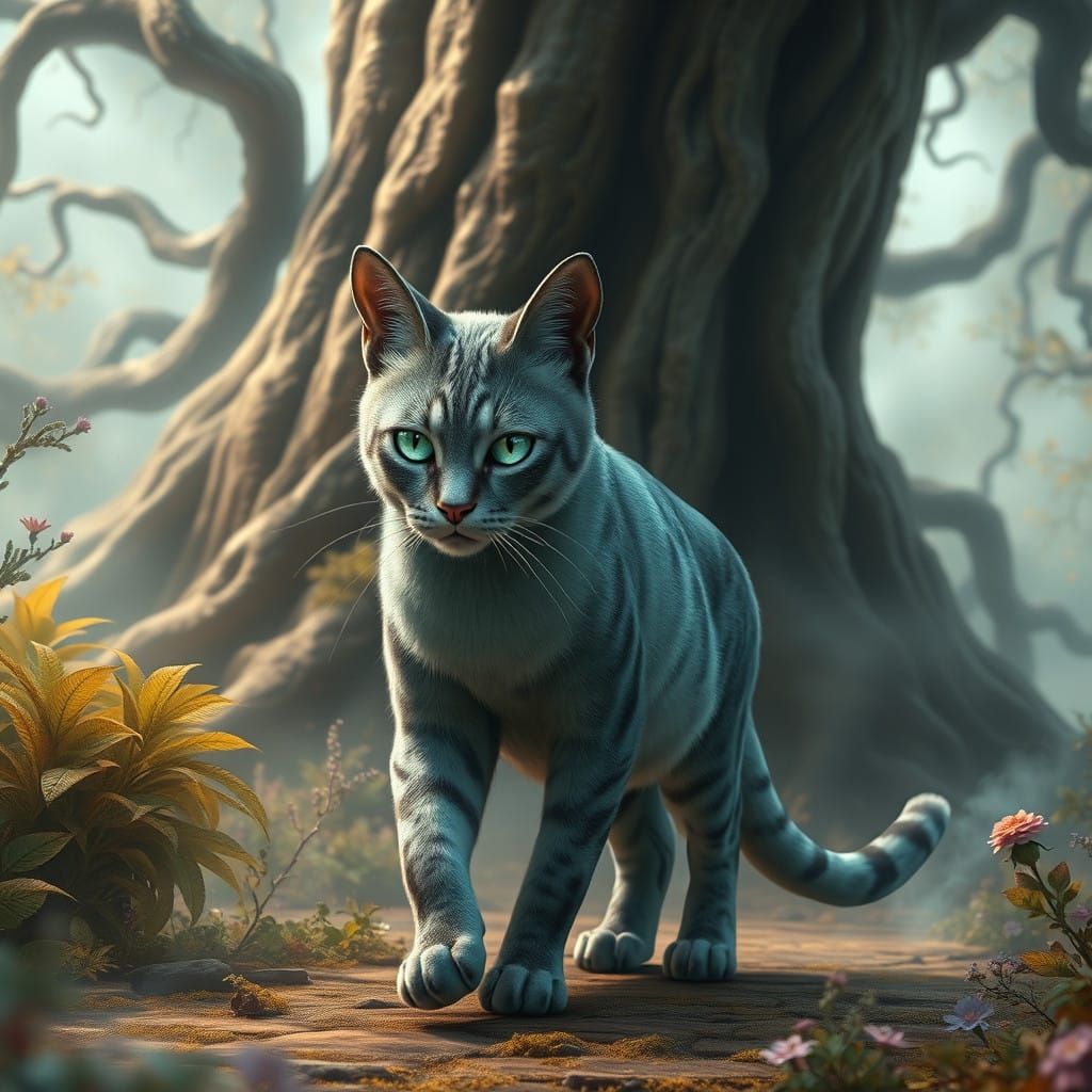 Majestic Dreamcat Strolls Through Whimsical Realm