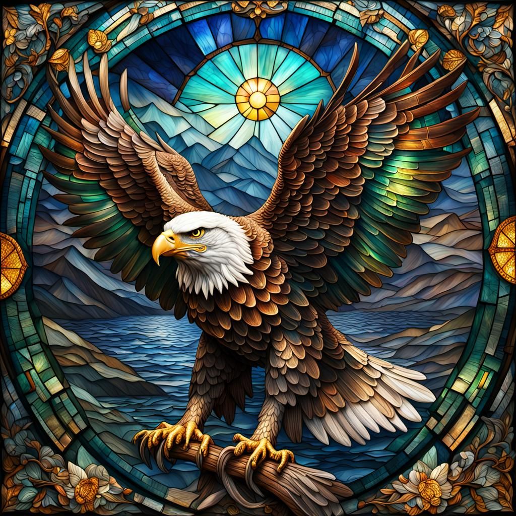Eagle Tiffany Glass Structure: Digital Matte Painting