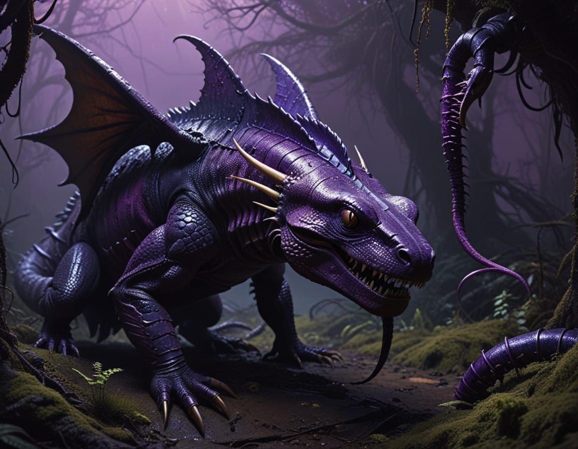 Mysterious, Shadowy Moth Creature with Scorpion Tail and Kom...