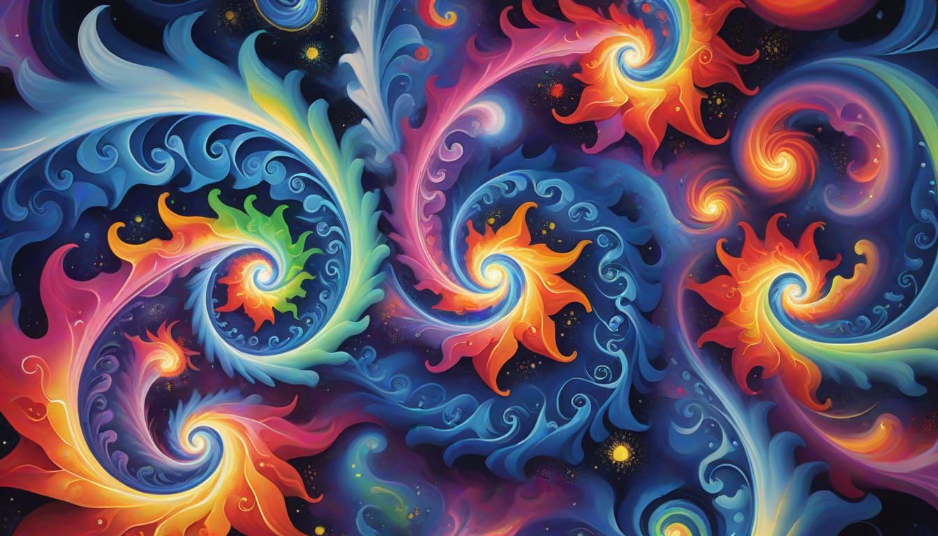 Surreal Star Vortex in Chagall-Inspired Painting