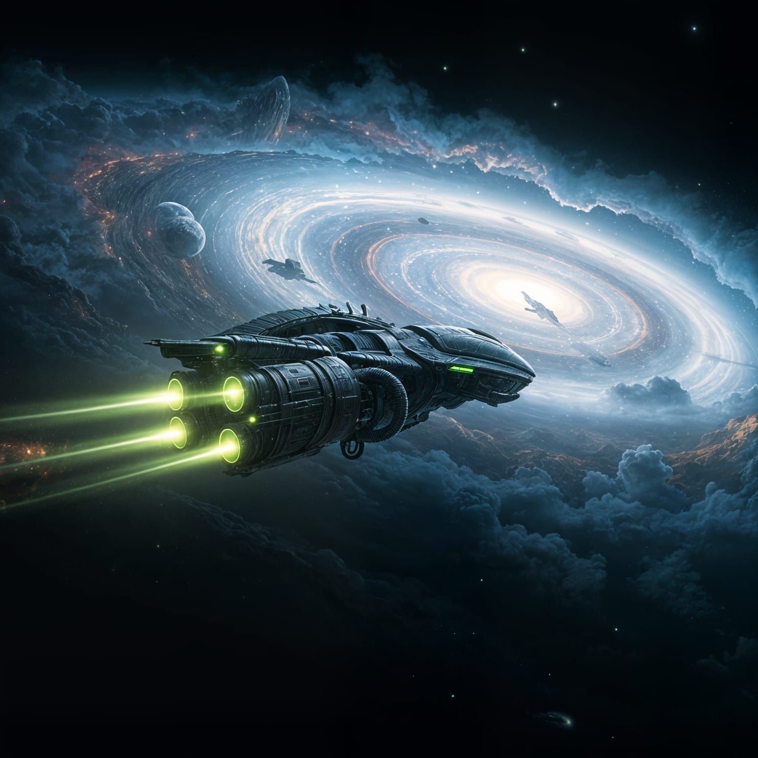 Biomechanical Spaceship in Cosmic Galaxy