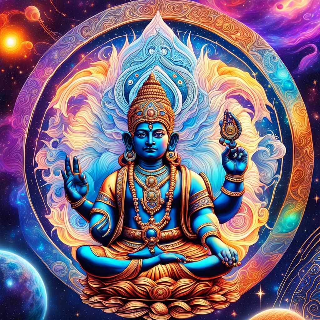 Ketu Hindu God in Astral Cosmic Illustration