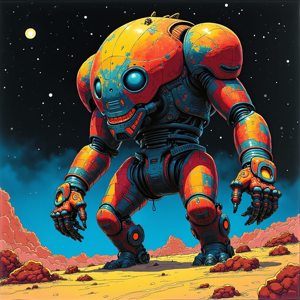 Majestic Alien Being in Primary Colors