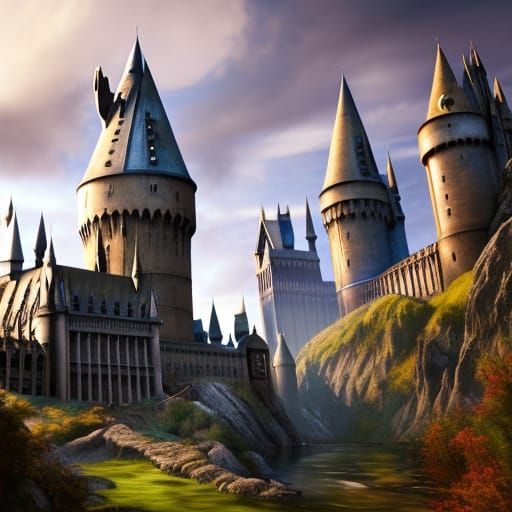 Detailed Matte Painting of Hogwarts in 8k