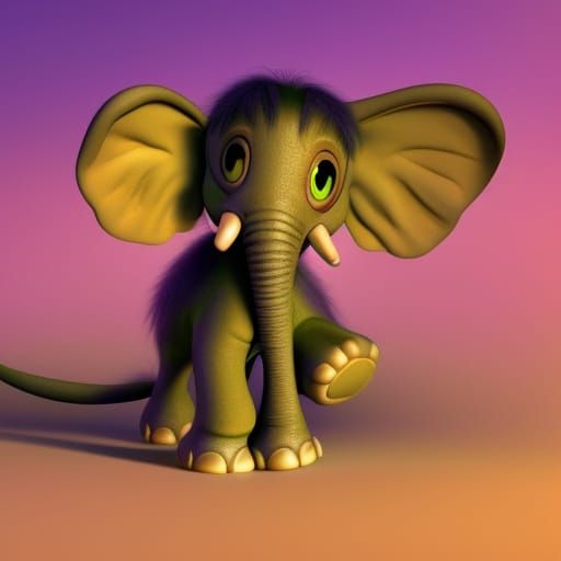 Flying Purple Elephant: 3D Digital Art