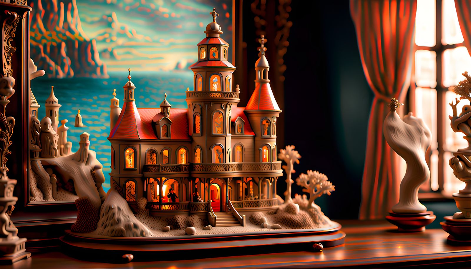 Whimsical Underwater Amusement Park Scene