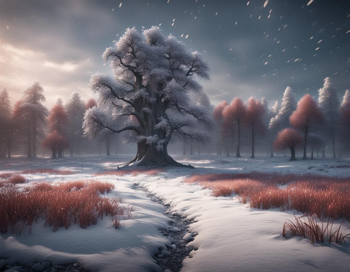 Snowy Field: Detailed Matte Painting in Unreal Engine