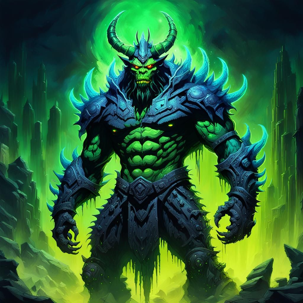 Acidic Warlord in Dark Fantasy Neon Art