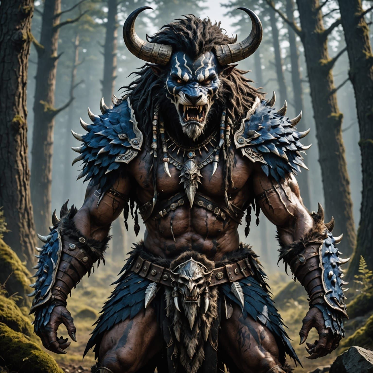 Hyper-Realistic Beast Warrior in Dark Fantasy Style