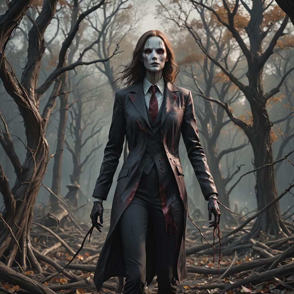 Female Slenderman: Detailed Matte Painting