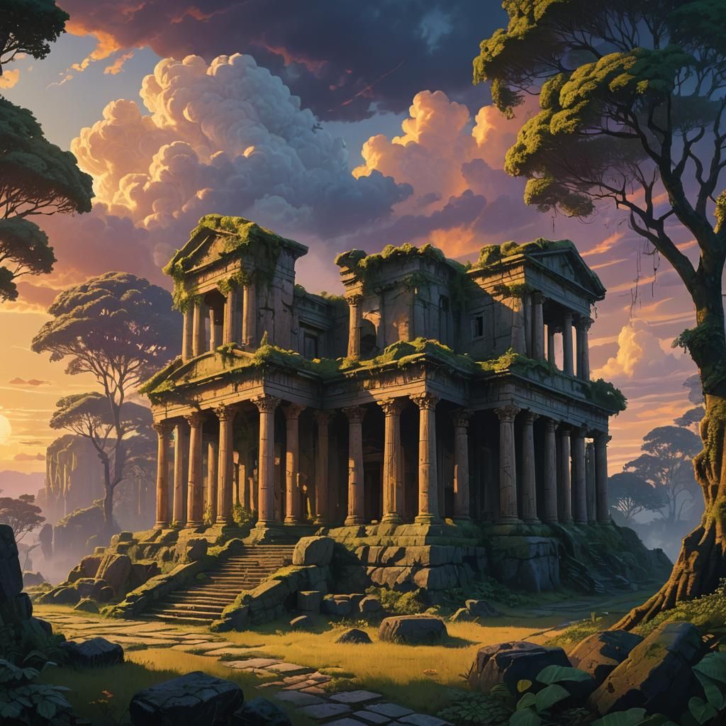 Roman Temple in Jungle, Fantasy Concept Art