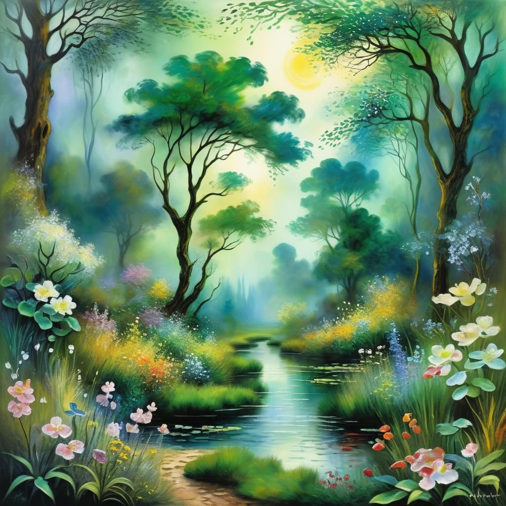 Abstract Green Landscape: Growth and Renewal