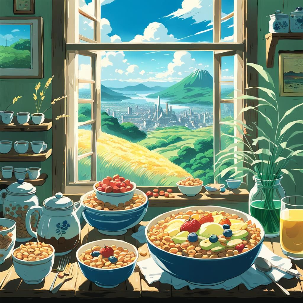 Cereal in Studio Ghibli Anime Key Visual