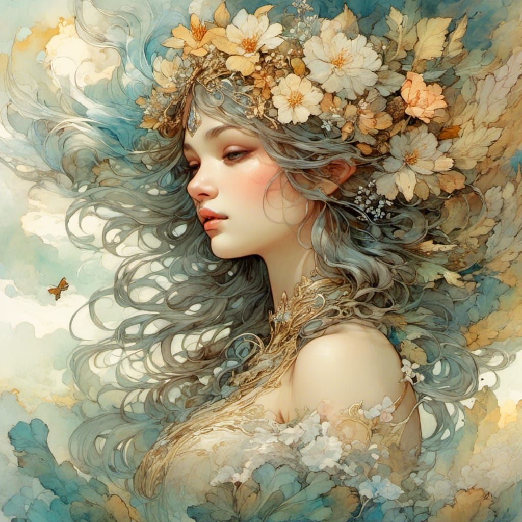 Spring Goddess in Magical Fantasy Digital Art