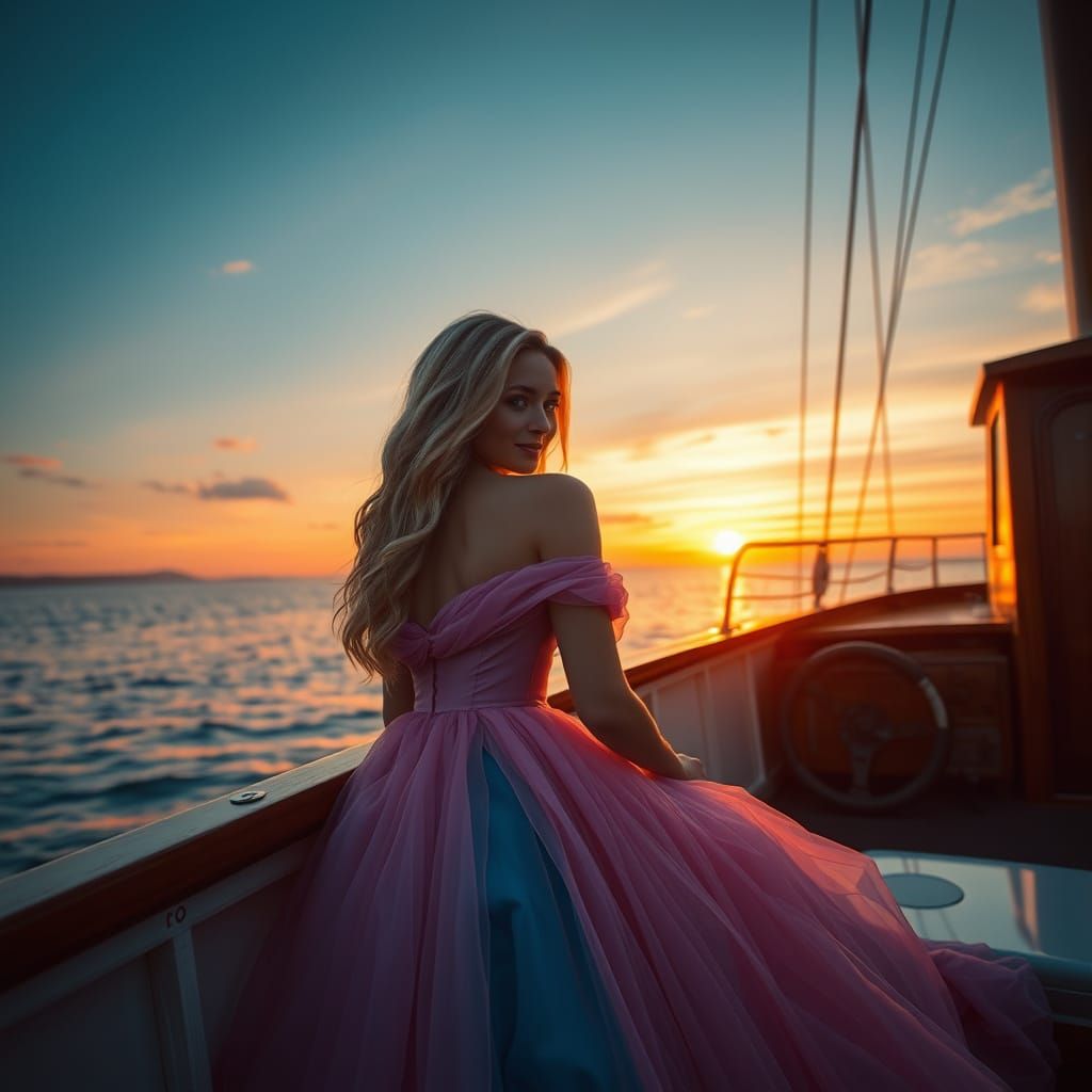 Romantic Golden Hour Embrace in Titanic Style