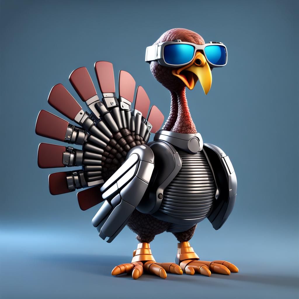 Robotic Terminator Turkey: 3D Digital Art
