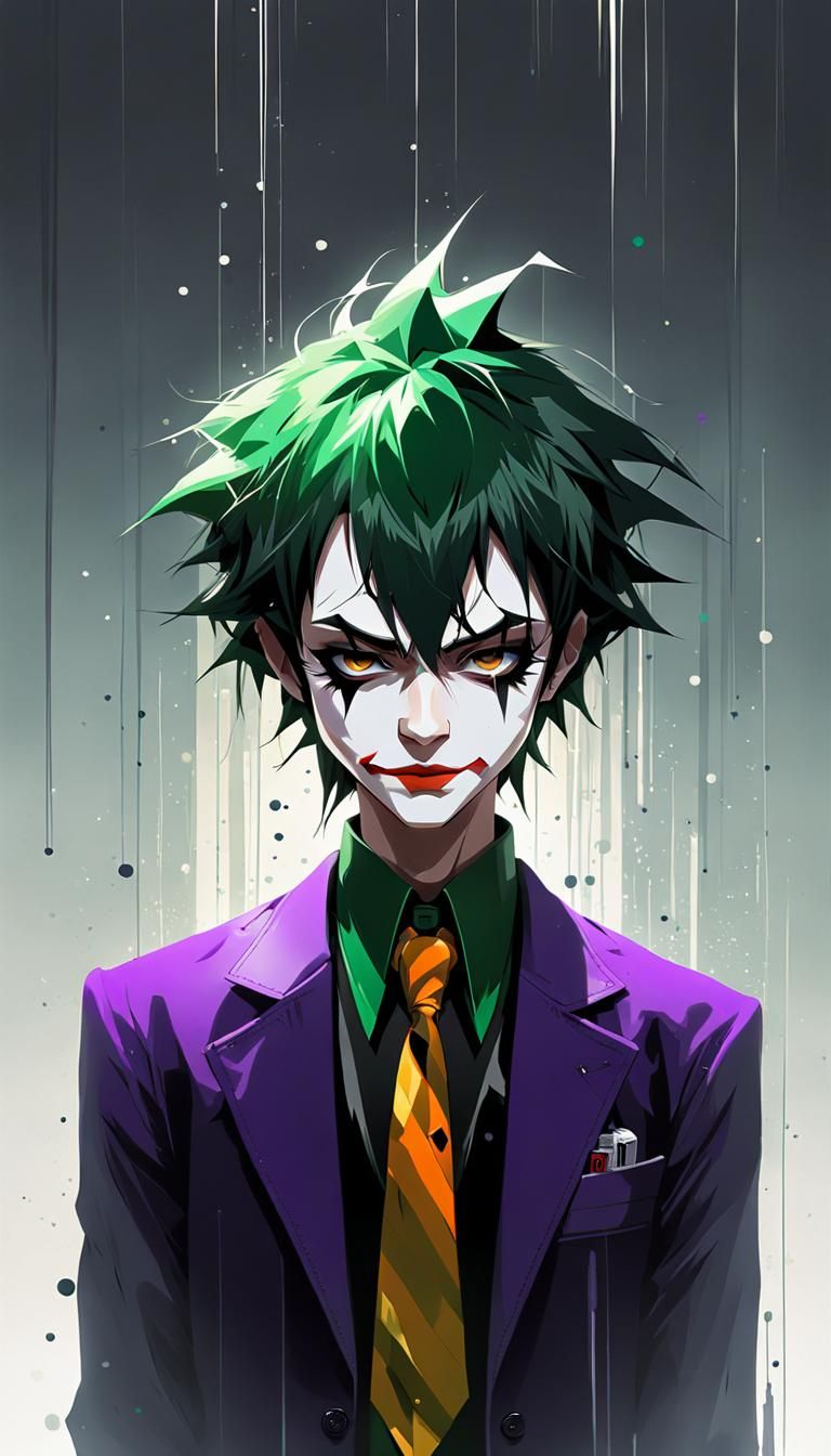 Anime Joker Mugshot: Detailed Digital Illustration