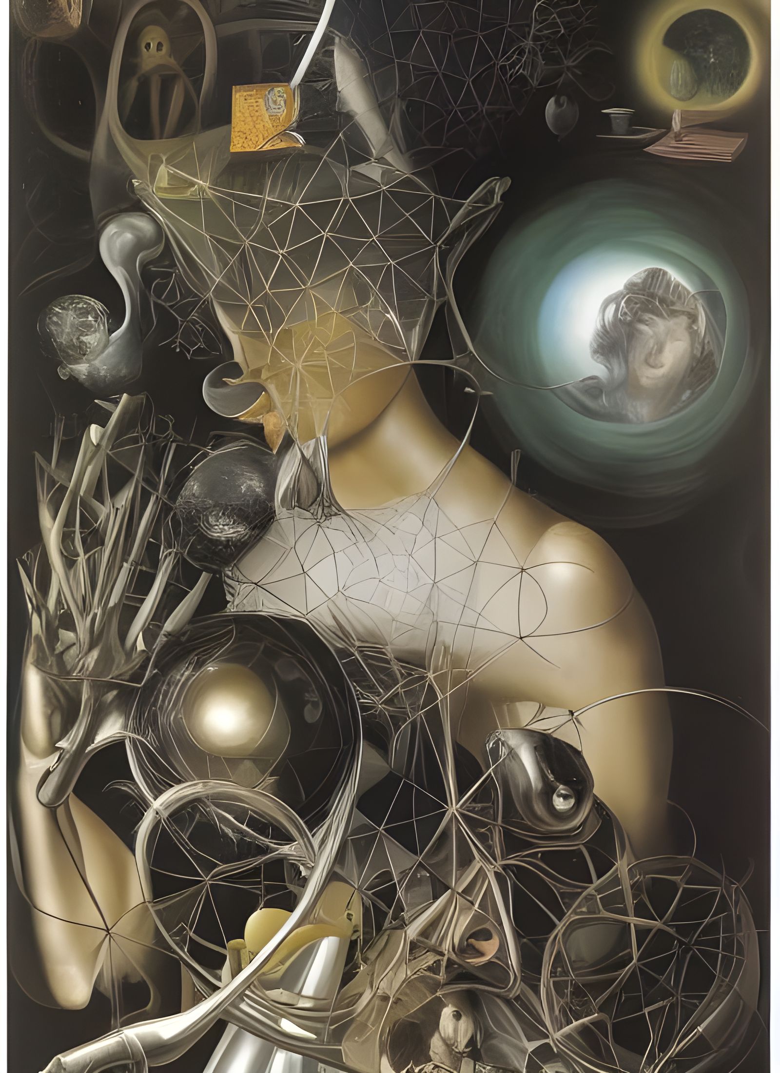 Reflective Geometric Fractal Portrait in 3D Shading