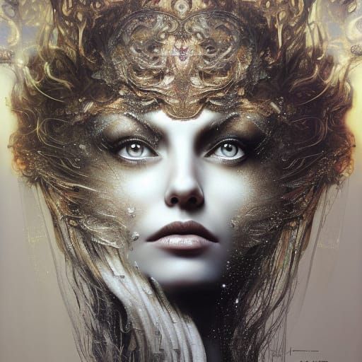 Time-Traveling Queen Portrait with Luminous Sparkles